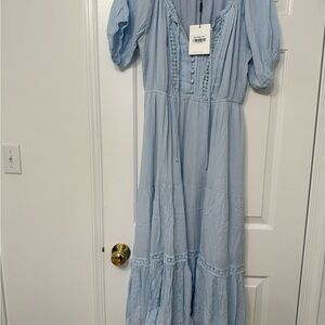 Hello Molly Sky Blue Lace Maxi Dress
